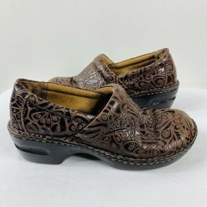 BOC Born Brown Peggy Tooled Leather Clogs